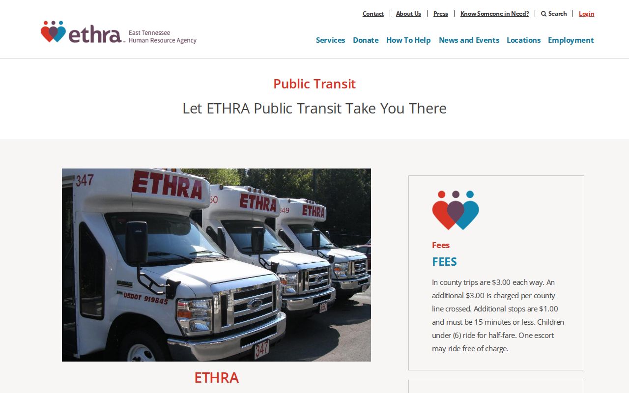 Union County release transportation information from ETHRA Public Transit