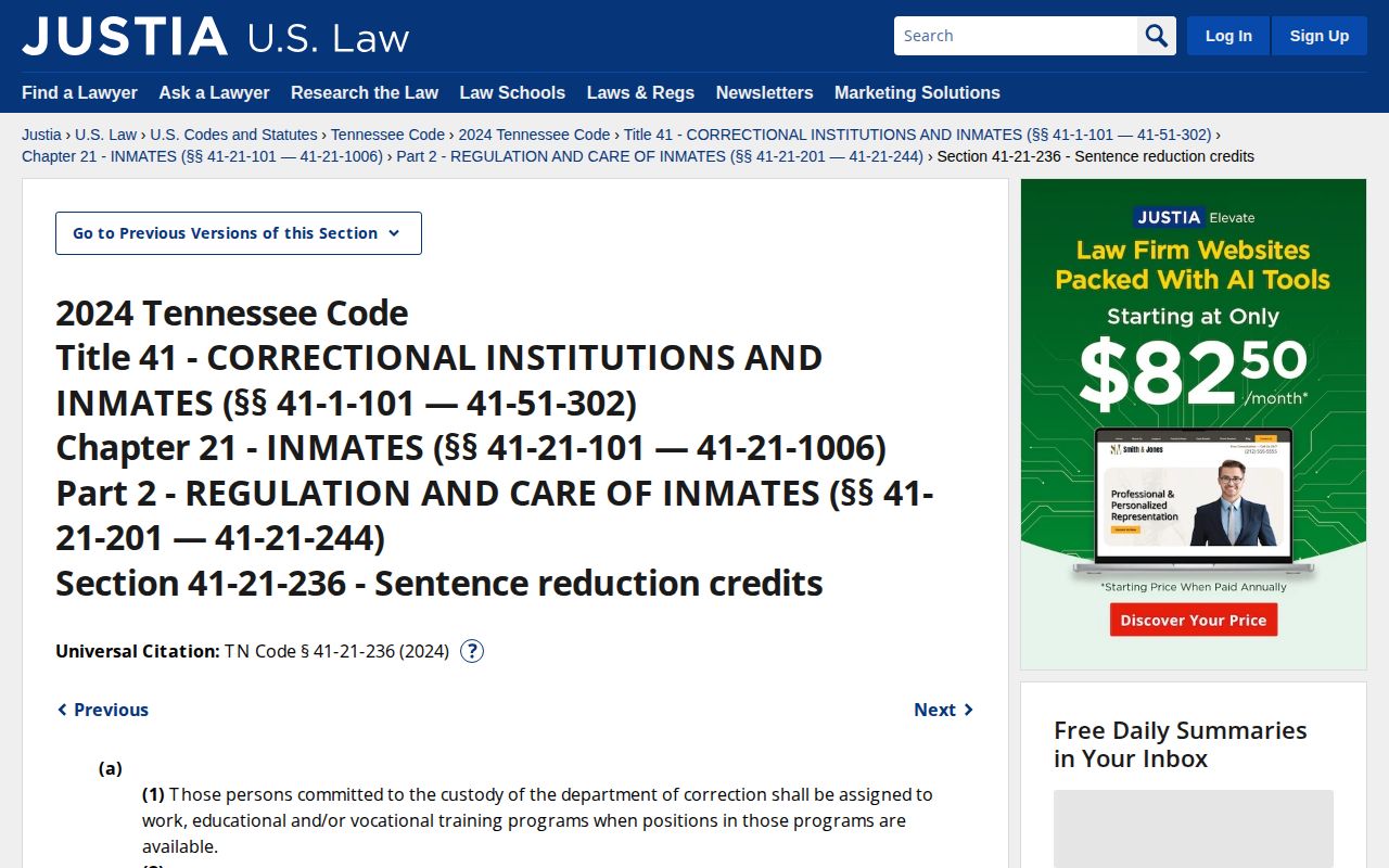 Tennessee sentence credit rules affecting Union County release dates